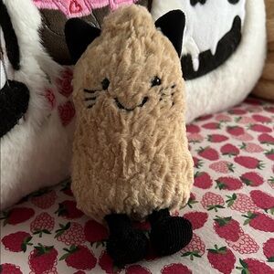 Cute peanut black cat jellycat with Black Accents